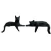 Set of 2 Geometric Black Polyester Cat Cubism Figurines - Abstract Art Sculptures