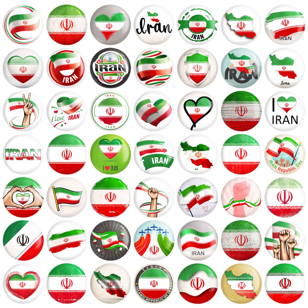 Persian Button Pin Set – Flag of Iran (49 pcs)