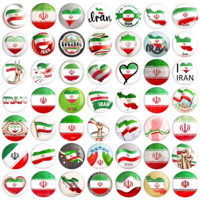 Persian Button Pin Set – Flag of Iran (49 pcs)