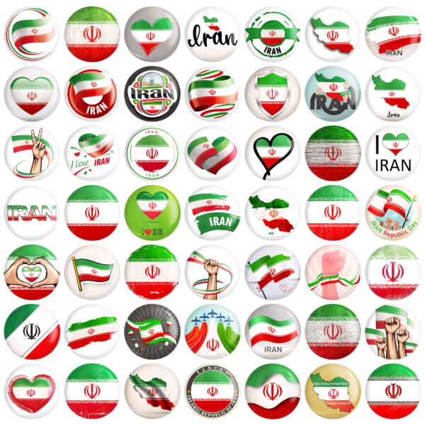 Persian Button Pin Set - Flag of Iran (49 pcs)