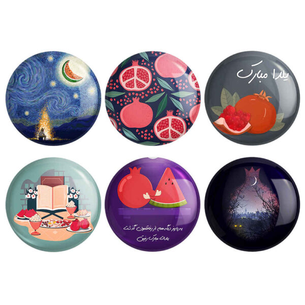 Persian Set of 6 Pinback Buttons - Chelle Night
