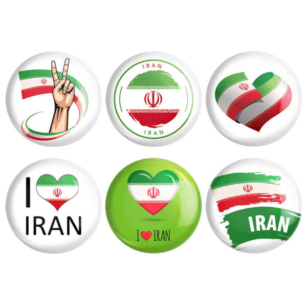 Persian Button Pin Set - Flag of Iran (6 pcs)