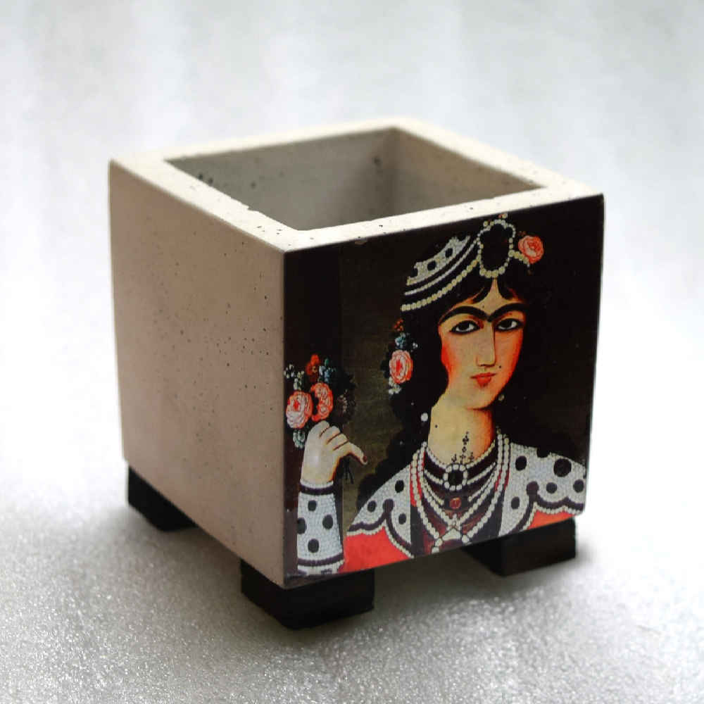 Decorative Persian Square Concrete Vase Model Ghajari