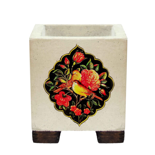 Decorative Persian Square Concrete Vase Model Gol o Morgh