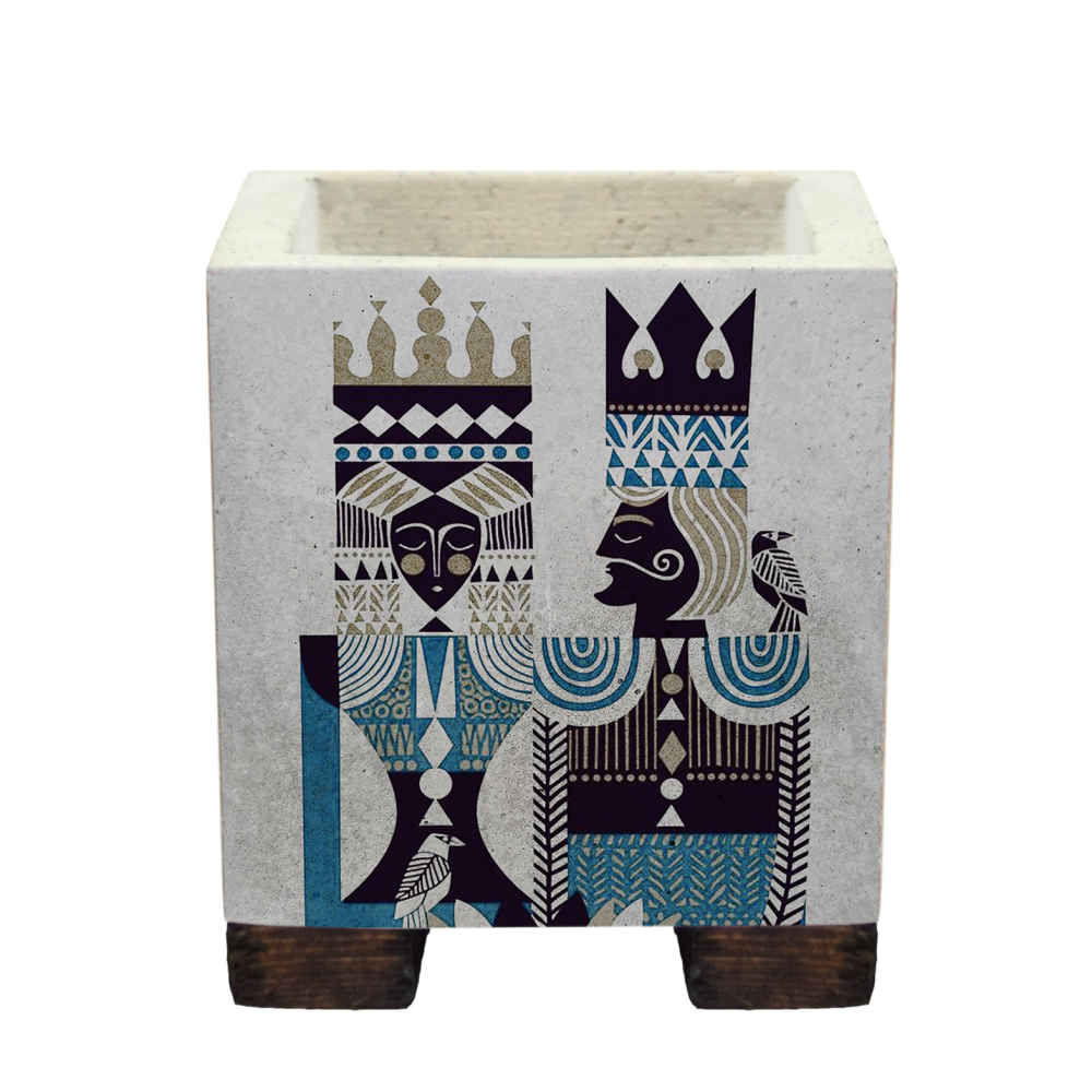Decorative Persian Square Concrete Vase Model King & Queen
