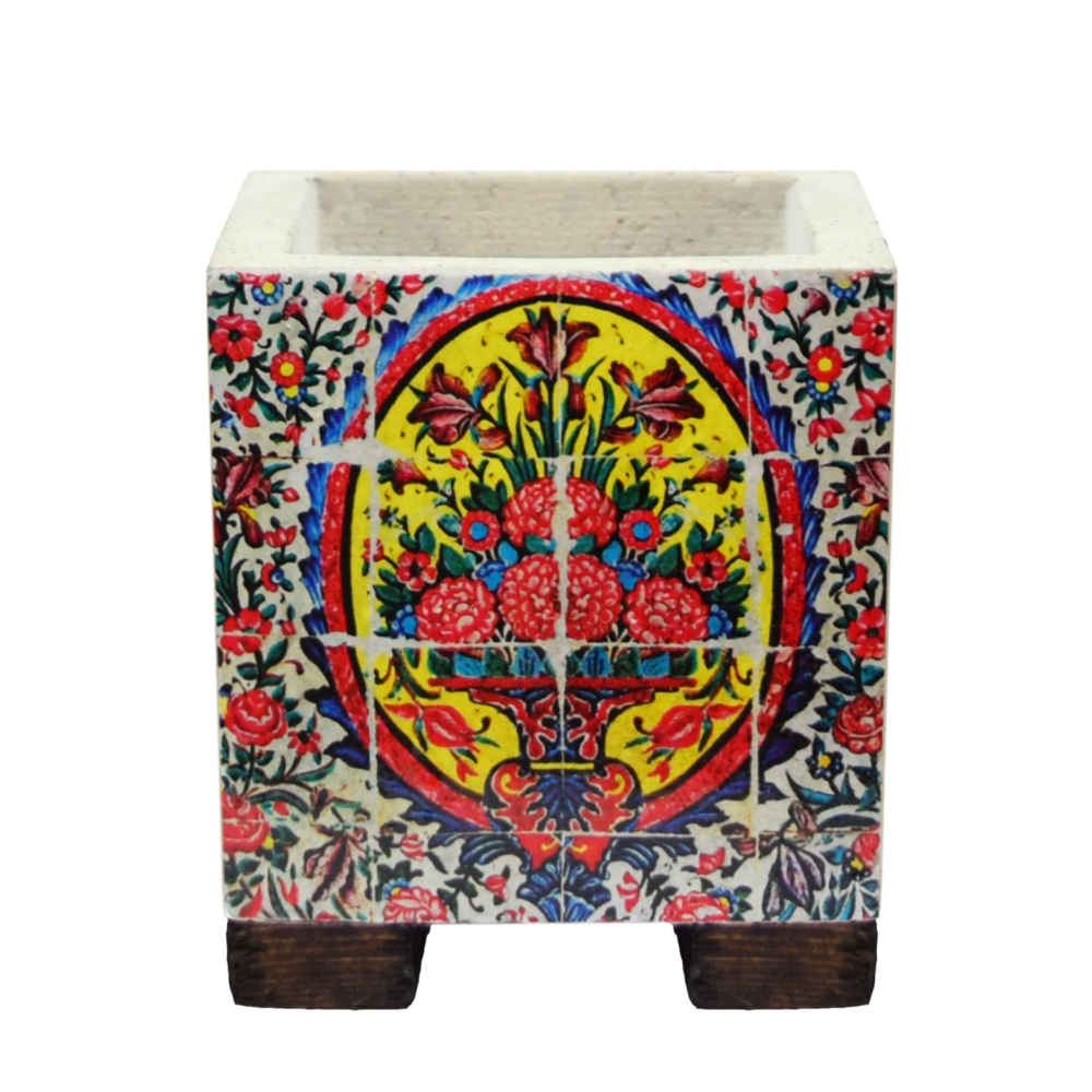 Decorative Persian Square Concrete Vase Model Raha