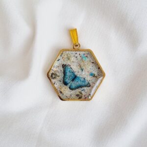 Resin Necklace Pendant for Women Handcrafted Blue Butterfly
