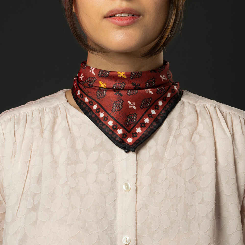 Persian Silk Neck Scarf for Women Luxe and Vibrant Square Diyar