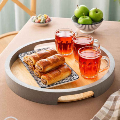 Choobineh Wooden Tray – Rustic Feel, Perfect for Tea or Appetizers
