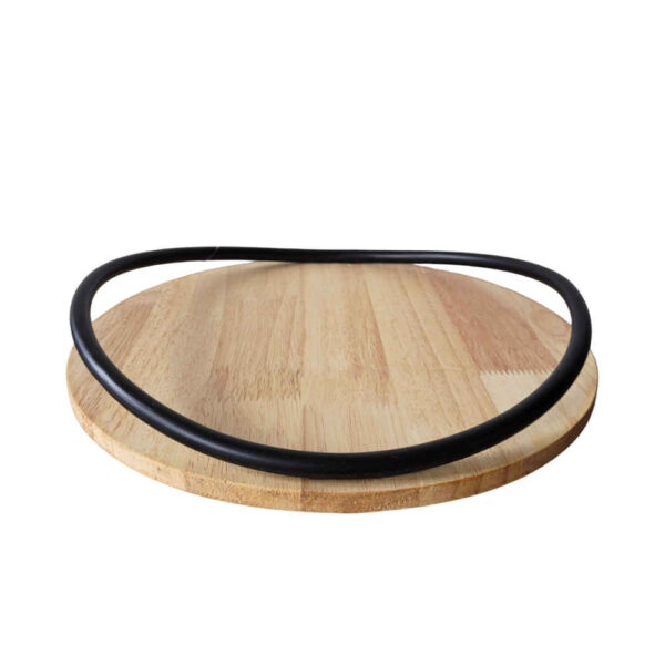 Round Wooden Serving Tray – Great for Tea or Snack Presentation