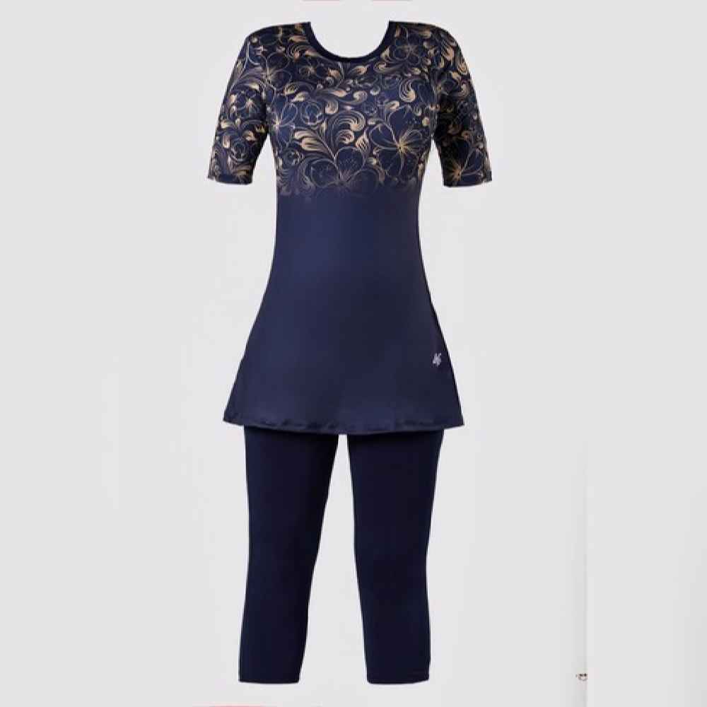 2 Piece Women's Short Sleeve Swimsuit Model Floral