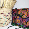 Embroidered Ethnic Velvet Clutch Handbag with Paisley Pattern
