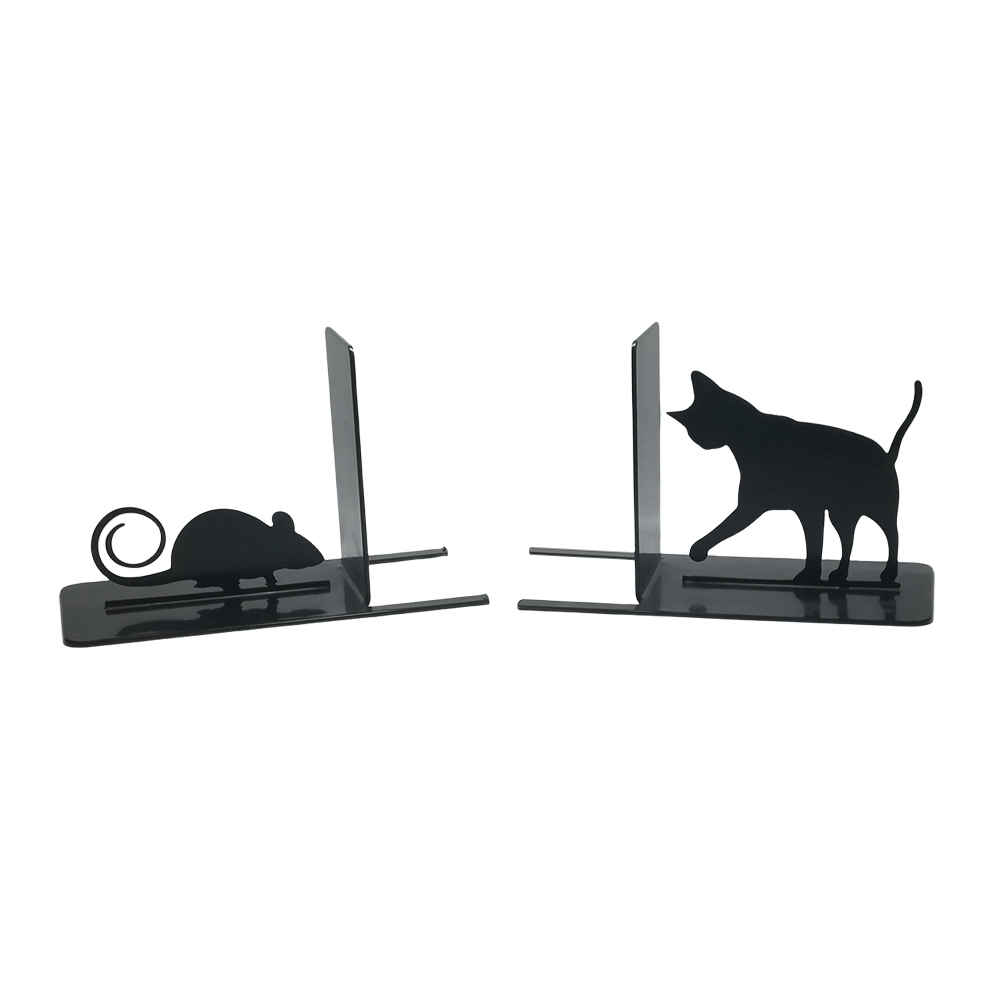 Metal Art Bookend for Shelf with Animal-themed Design Cat