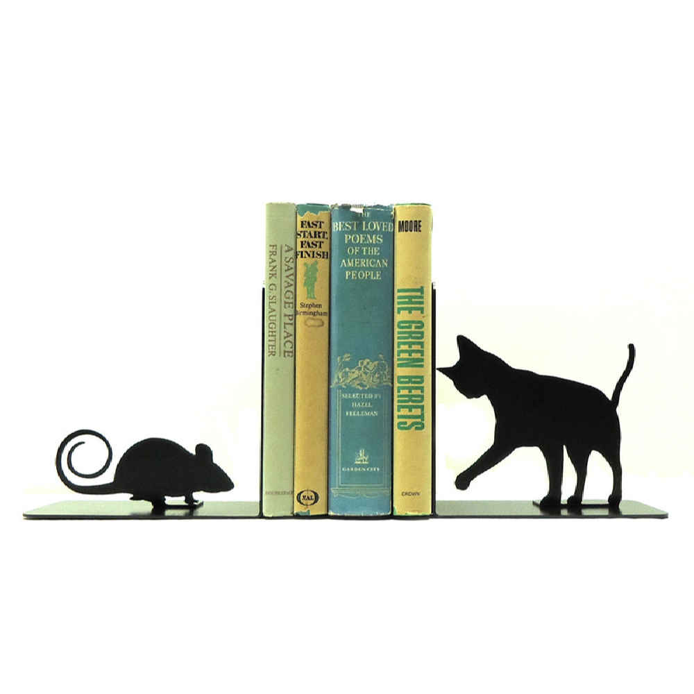 Cat-Themed Metal Art Bookend – Suitable for Libraries or Home Offices