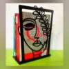 Metal Art Bookend for Shelf with the Design girl Face Nafis