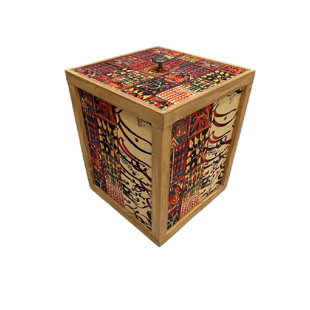 Persian Wooden Waste Basket & Tissue Box Set