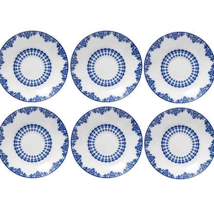 Persian Tea Saucer – Porcelain with Samarghand Design (Set of 6)