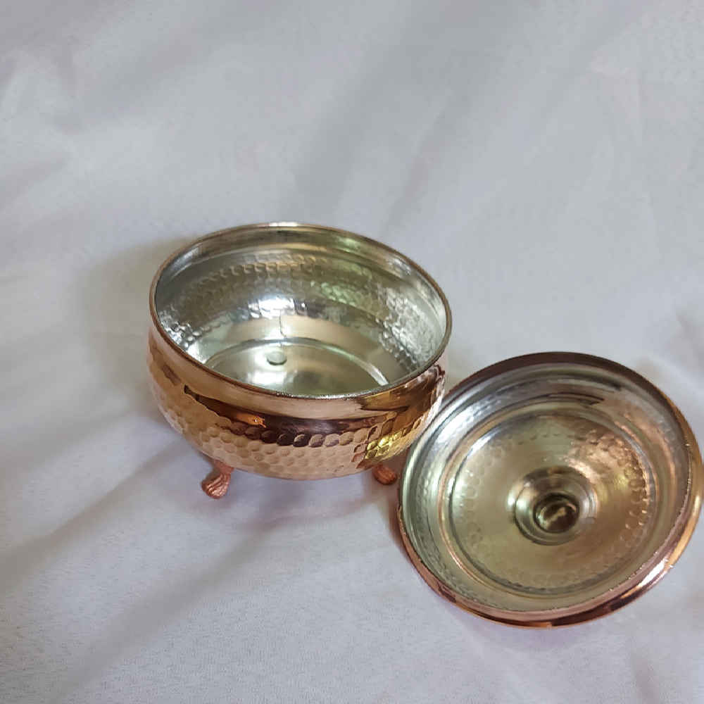 Handcrafted Persian Copper Sugar Bowl with Lid – Hammered Vida