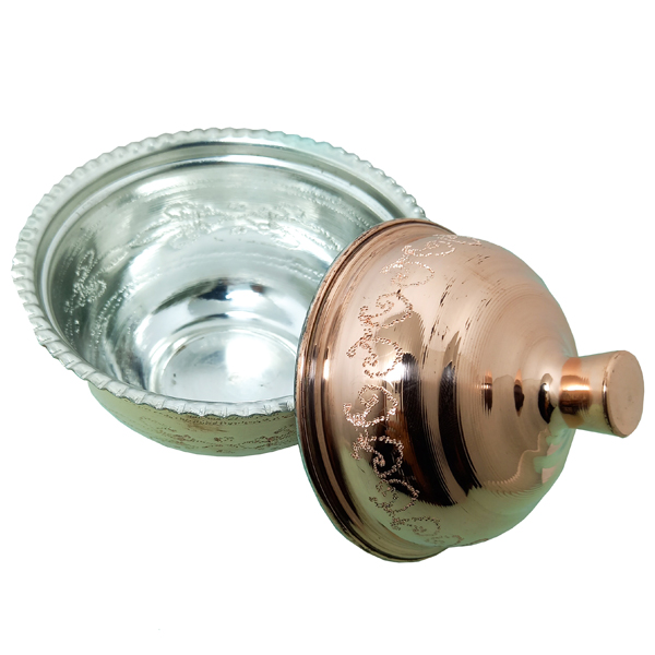 Handcrafted Persian Copper Sugar Bowl with Lid Hammered Misagh