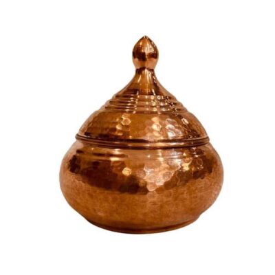 Handcrafted Persian Copper Sugar Bowl with Lid – Hammered Mobin