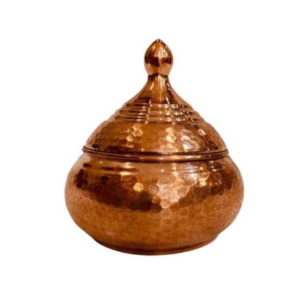 Handcrafted Persian Copper Sugar Bowl with Lid - Hammered Mobin