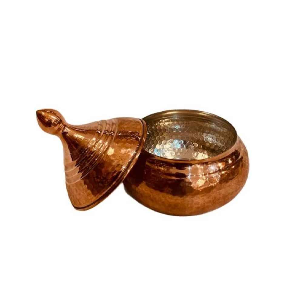 Handcrafted Persian Copper Sugar Bowl with Lid – Hammered Mobin