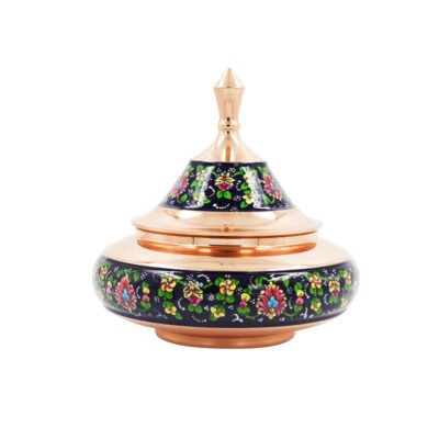 Handcrafted Persian Copper Sugar Bowl with Lid – Minakari Enameled Giso