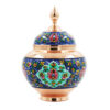 Handcrafted Persian Copper Sugar Bowl with Lid - Minakari Enameled Raz