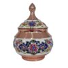 Handcrafted Persian Copper Sugar Bowl with Lid - Minakari Enameled Behesht