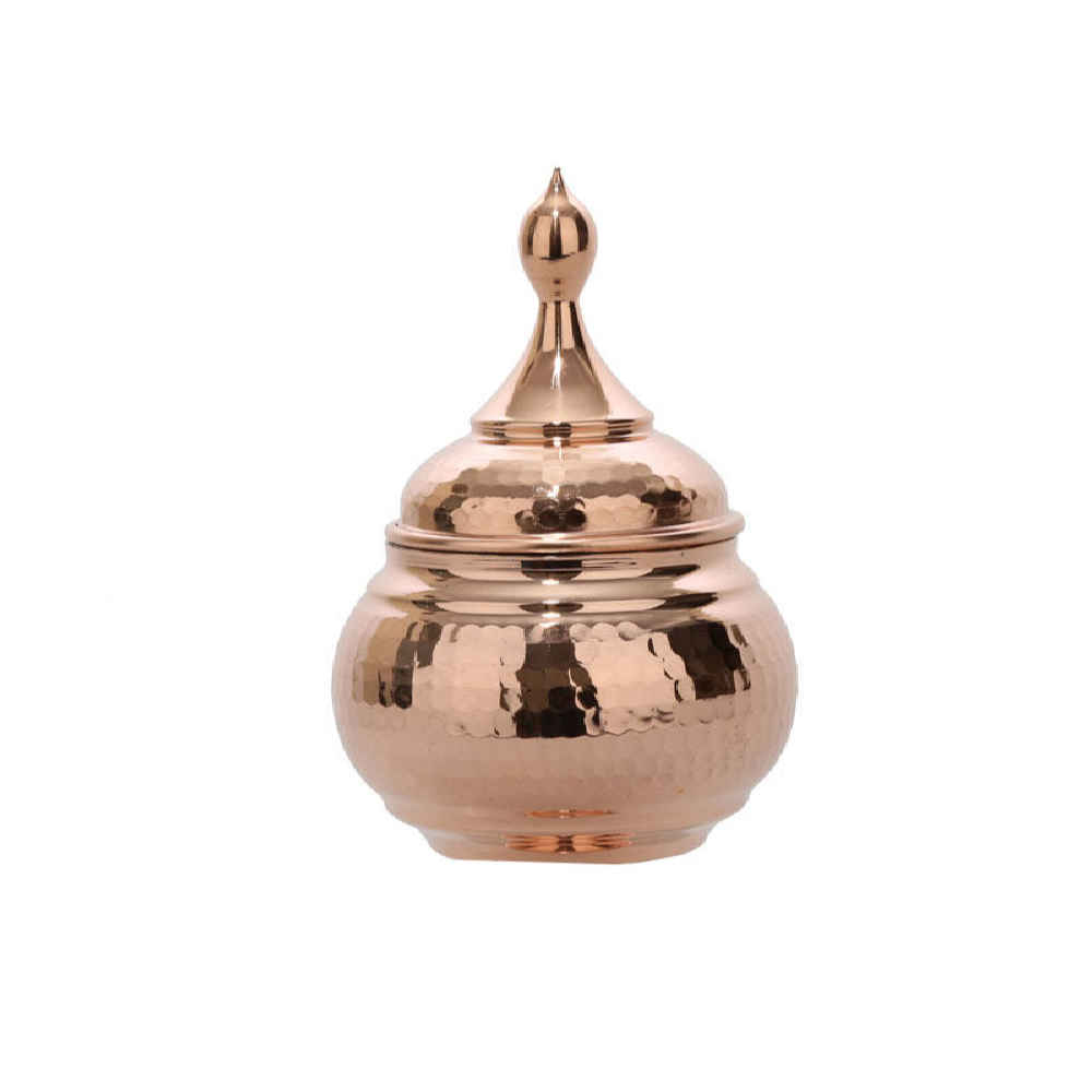 Handcrafted Persian Copper Sugar Bowl with - Hammered Faraz