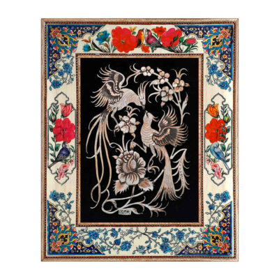 Handmade Framed Persian Engraved Copper Art Farahnaz – Traditional Wall Decor