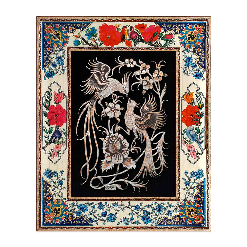 Handmade Framed Persian Engraved Copper Art Farahnaz – Traditional Wall Decor