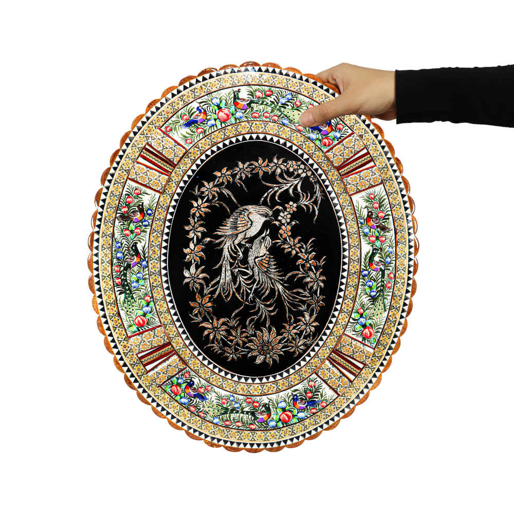 Handmade Framed Persian Engraved Copper Art Rahil – Traditional Wall Decor