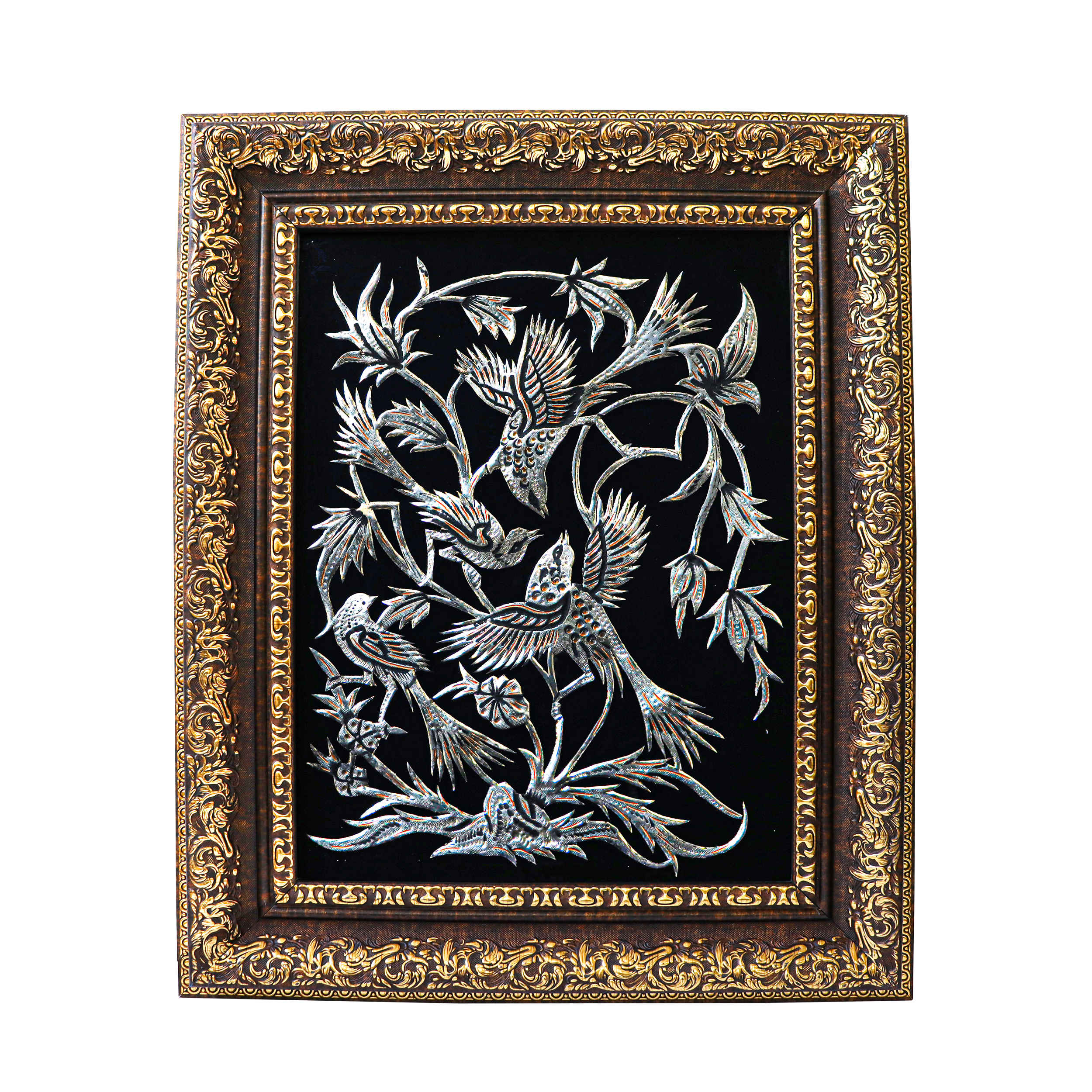 Handmade Framed Persian Engraved Copper Art Tamana – Traditional Wall Decor