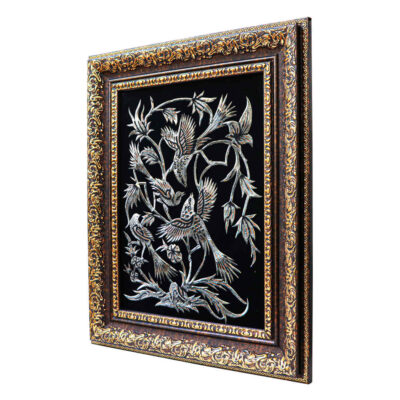 Handmade Framed Persian Engraved Copper Art Tamana – Traditional Wall Decor