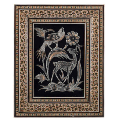 Handmade Framed Persian Engraved Copper Art Tina – Traditional Wall Decor