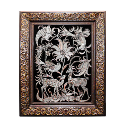 Handmade Framed Persian Engraved Copper Art Zarif – Traditional Wall Decor