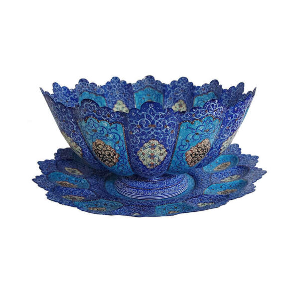 Copper Meenakari Plate And Bowl