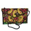 Embroidered Ethnic Velvet Clutch Handbag with Paisley Pattern