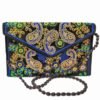 Embroidered Ethnic Velvet Clutch Handbag with Paisley Pattern