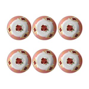 Persian Tea Saucer – Porcelain with Floral Gole Sorkh Design (Set of 6)