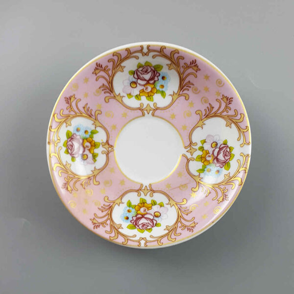 Persian Tea Saucer - Porcelain with Floral Goldar Design (Set of 6)