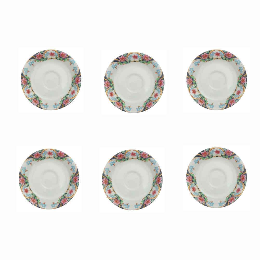 Persian Tea Saucer – Porcelain with Nostalgic Design (Set of 6)
