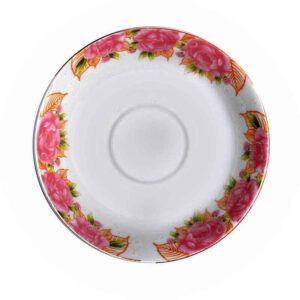 Persian Tea Saucer – Porcelain with Rose Design (Set of 6)