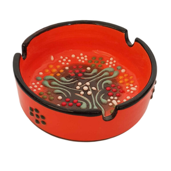 Persian Pottery Ashtray – Handmade Dot Art Design Goldar
