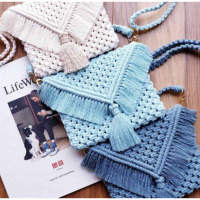 Macrame Crossbody Shoulder Bag Luxurious Handcrafted