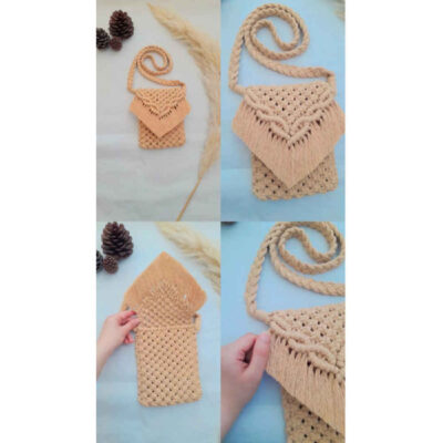 Macrame Crossbody Shoulder Bag Luxurious Handcrafted Sana