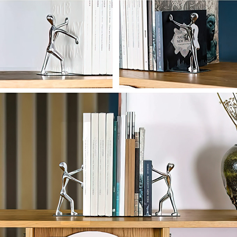 Human Figure Metal Sculpture Bookend – Suitable for Contemporary Interiors