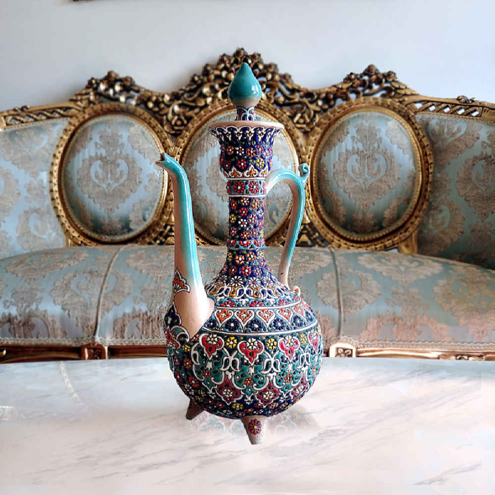 Persian Pottery Rosewater Sprinkler – Minakari Enameled Sahel