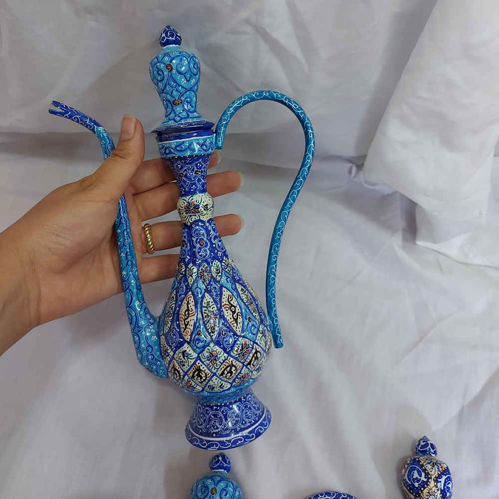 Persian Copper Rosewater Sprinkler – Minakari Enameled Khataei